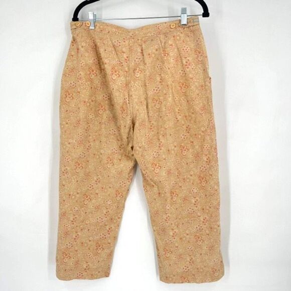Vintage Woolrich Wicker Floral Linen Blend Crop Capri Pants Orange yellow Size 8 - Picture 3 of 12
